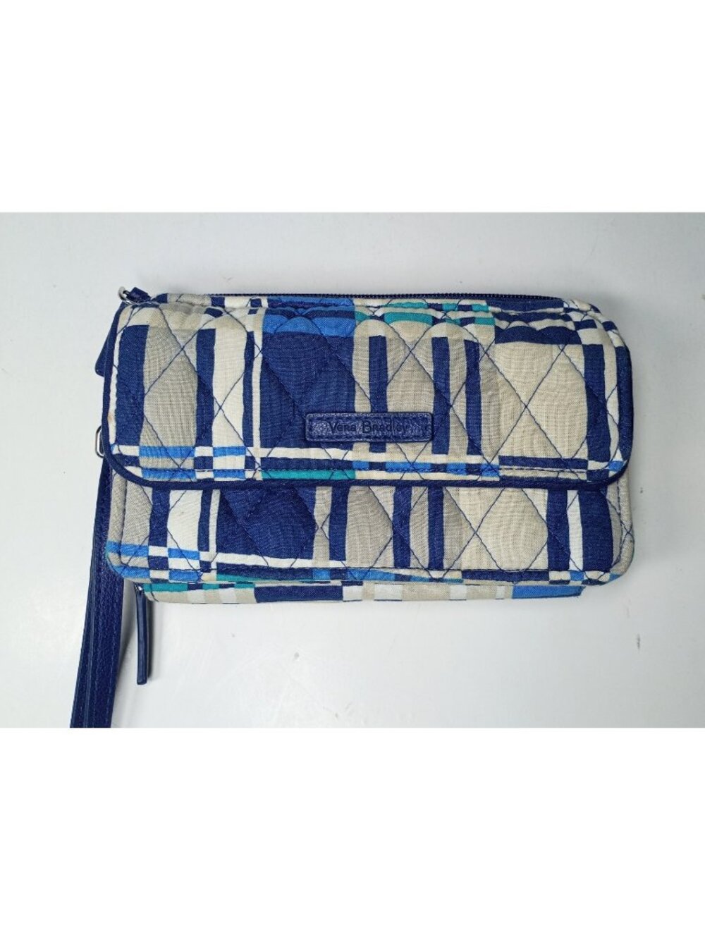 Vera Bradley Santiago Plaid RFID Zip Around Wallet Wristlet Quilted Fabric